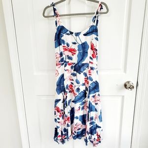 Collectif palm leaf hibiscus tropical sun dress
